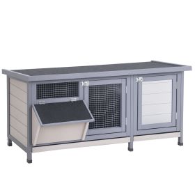Wooden Rabbit Hutch Bunny Hutch Cage Guinea Pig with Waterproof Roof, No Leak Tray and Feeding Trough, for Rabbits, Chickens, Ducks, Indoor/Outd