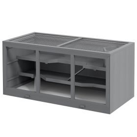 Extra Large Wooden Hamster Cage with Opening Roof, Hut, Ramps, Gray