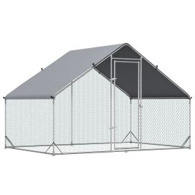 Large Chicken Coop Metal Chicken Run with Waterproof and Anti-UV Cover, Spire Shaped Walk in Fence Cage Hen House for Outdoor and Yard Farm Use,