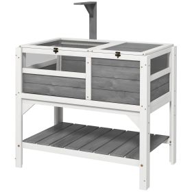 Tortoise Habitat with Shelf Storage Tortoise Gift Accessory with Weather Protection for Indoor, Light Gray
