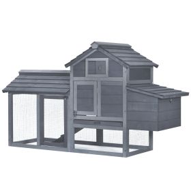 59" Small Wooden Chicken coop Hen House Poultry Cage for Outdoor Backyard with 2 Doors, Nesting Box and Removable Tray, Gray