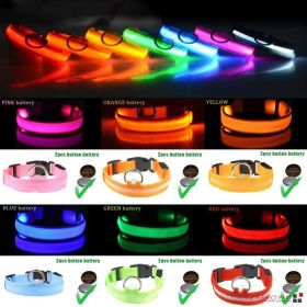LED Adjustable Dog Collar Blinking Flashing Light Up Glow Pets Safety Waterproof (Option: M-Green)