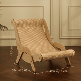 Natural Wood Durable Sisal Cat Hammock With Scratching Board - Multifunctional Indoor Cat Furniture, Ergonomic Lounger For Rest And Play, Scratch (Option: Big)