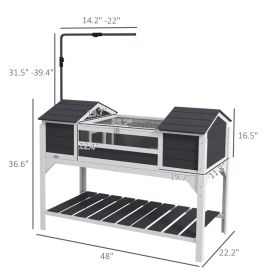 Tortoise Enclosure Tortoise House With Adjustable Lamp Holder Storage Shelf, Dual Main Houses, Openable Lid, Gray (Option: Gray White)