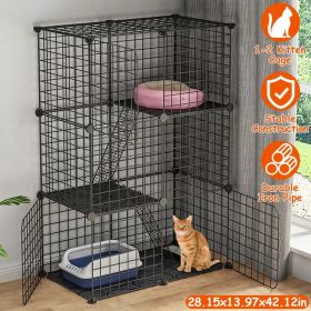 3 Tier Cat Playpen Cage Metal Indoor Cat House Detachable Kitten House with 3 Doors 2 Ladders Large Cat Exercise Place for 1-2 Cats Black (Option: Cage Pen)