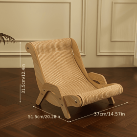 Natural Wood Durable Sisal Cat Hammock With Scratching Board - Multifunctional Indoor Cat Furniture, Ergonomic Lounger For Rest And Play, Scratch (Option: Small)