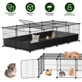 Modular Metal Small pet exercise pen DIY Multi Shape Layout, Metal Pet Enclosure Multi Tier L Square Rectangular Setup, Waterproof Protective Mat (Option: default title)